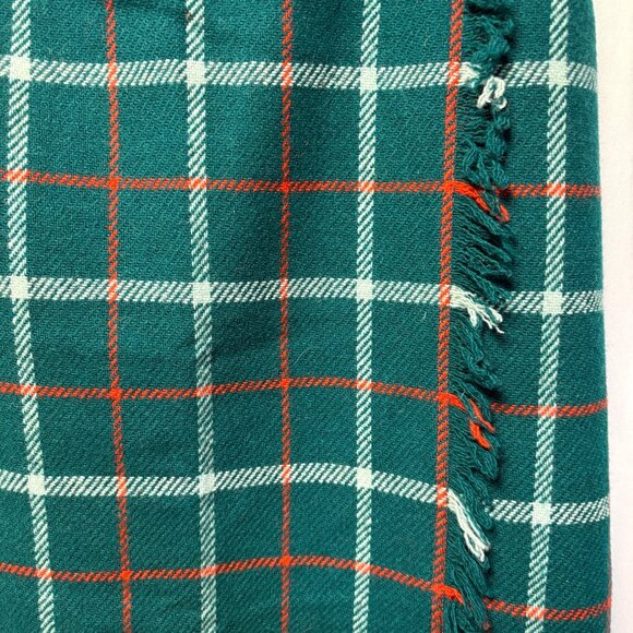 Vintage Evan-Picone Green Plaid Wool Skirt Womens Size 14 Fringe Classic Western - Picture 3 of 7